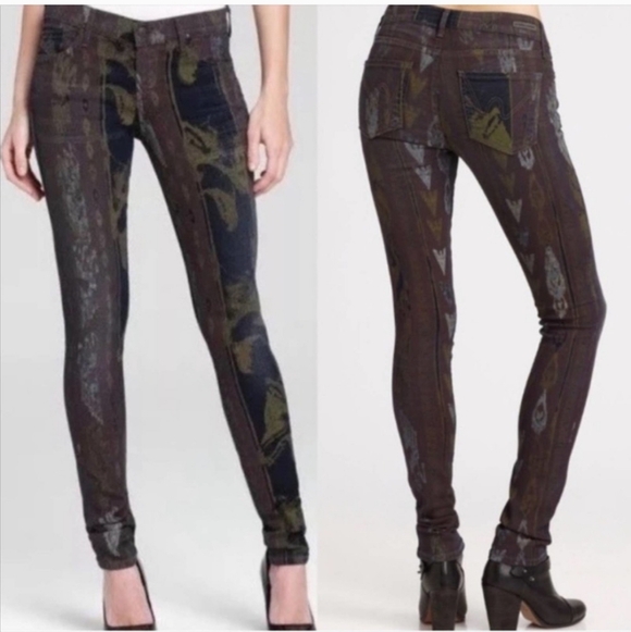 Citizens Of Humanity Denim - Citizens of Humanity Avedon Beowulf Aztec Print Low Rise Skinny Jeans 30